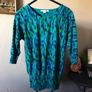 Teal patterned pullover